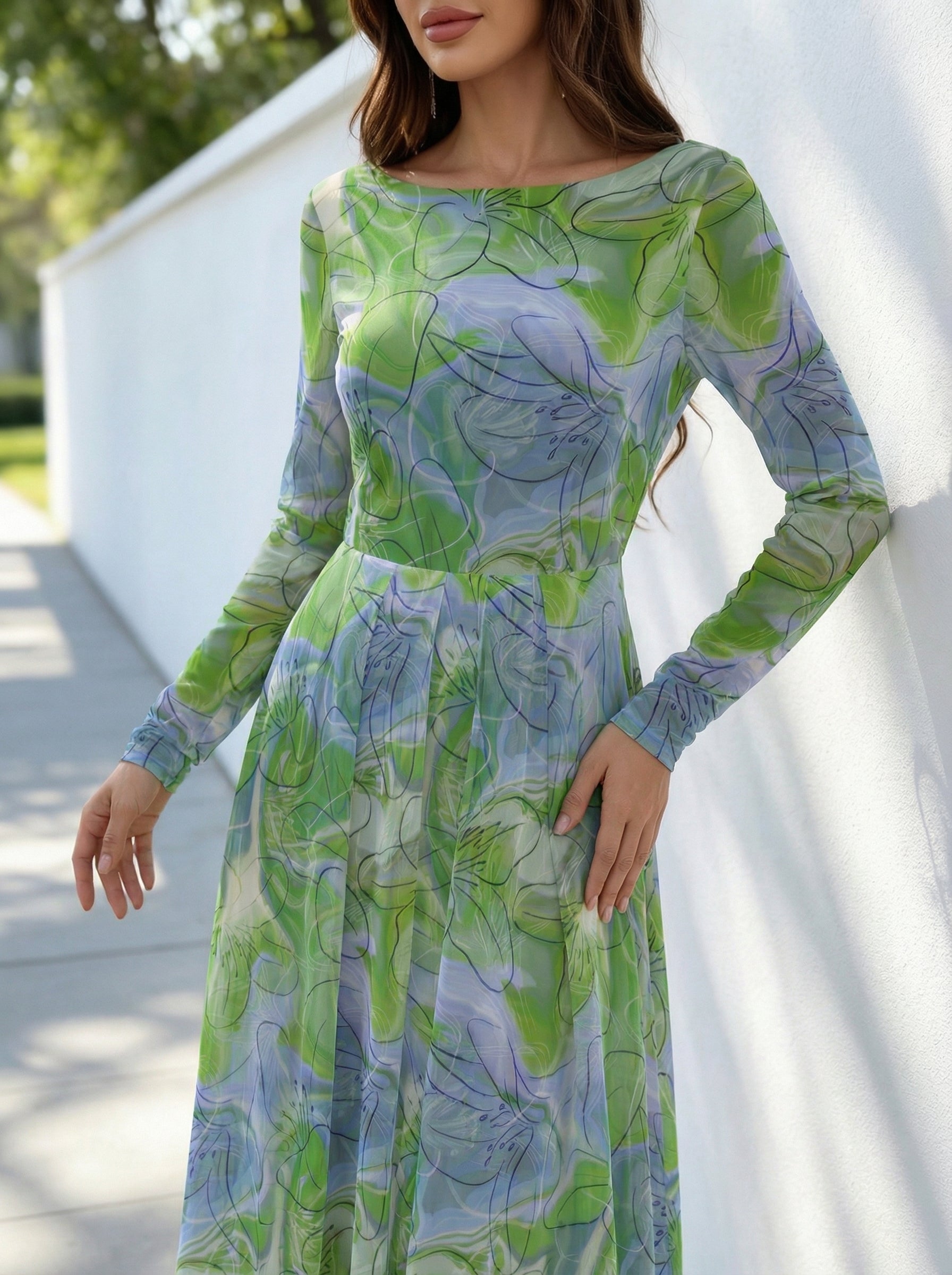 收腰大摆中长裙