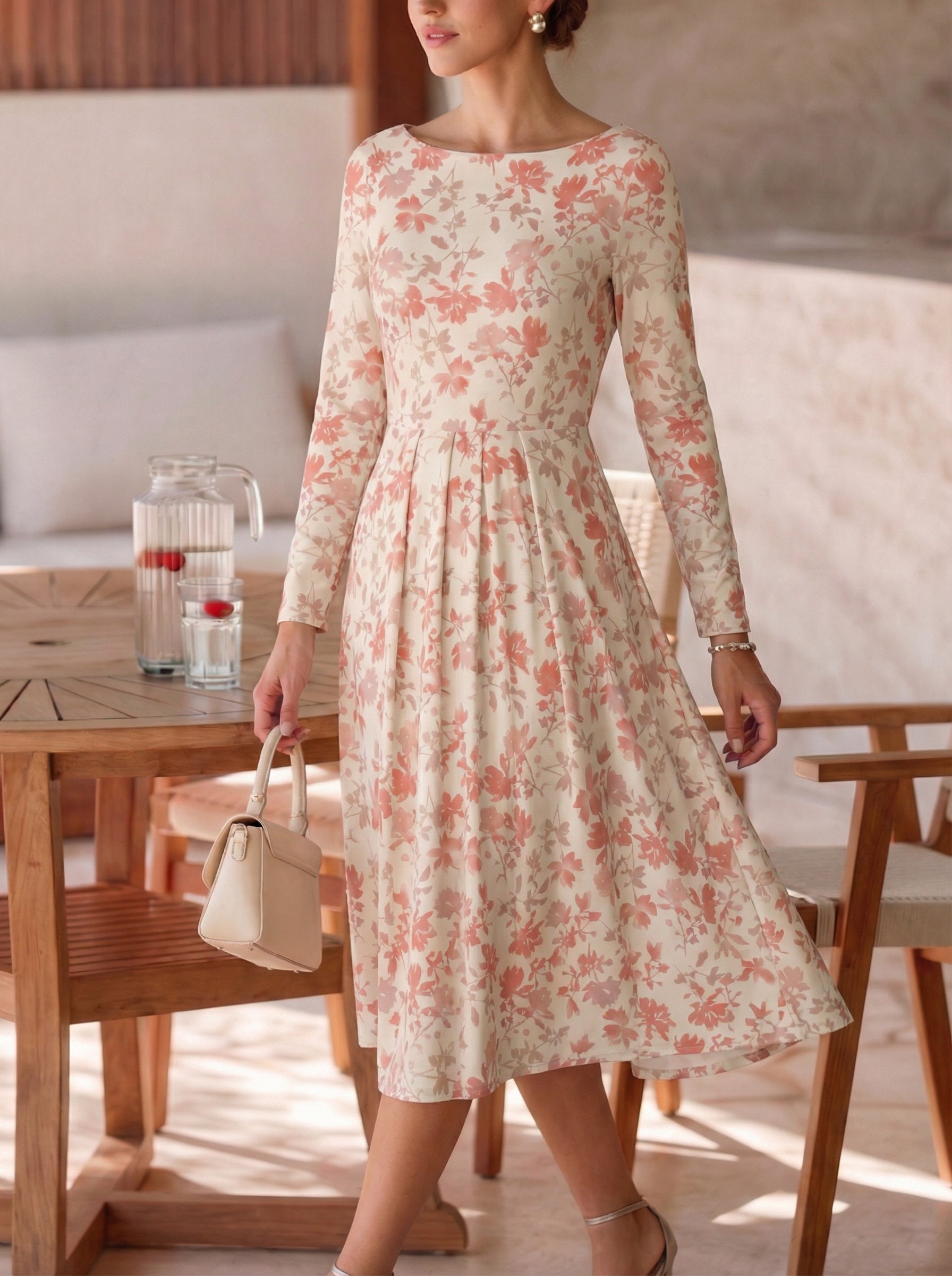 收腰大摆中长裙