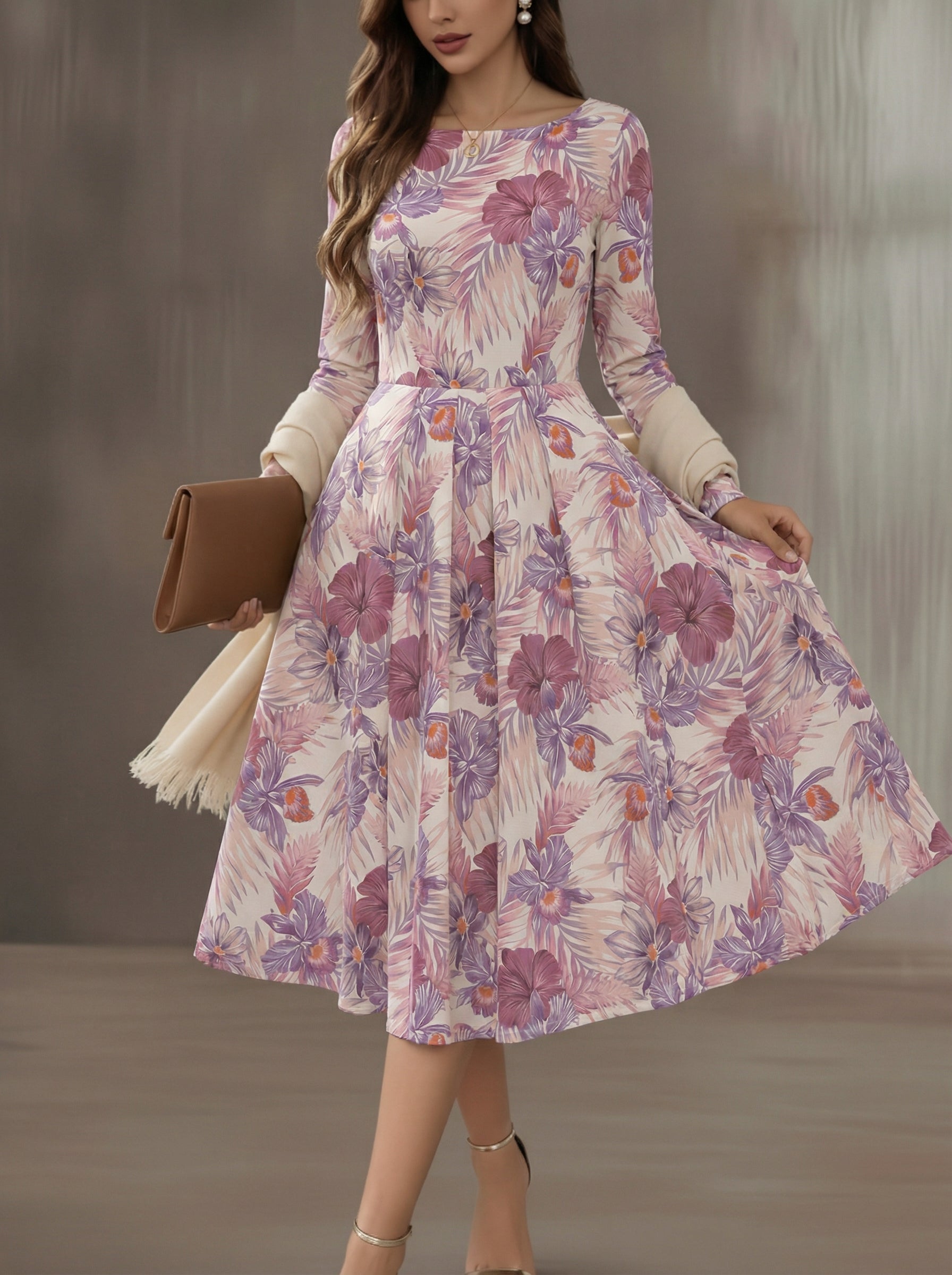 收腰大摆中长裙