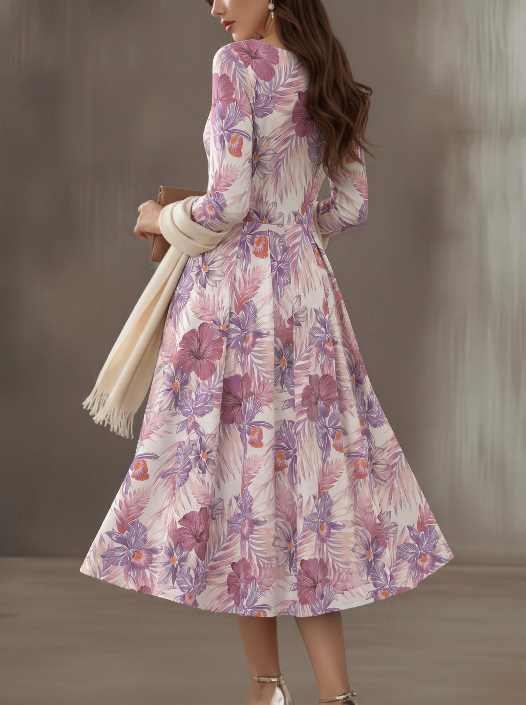 收腰大摆中长裙