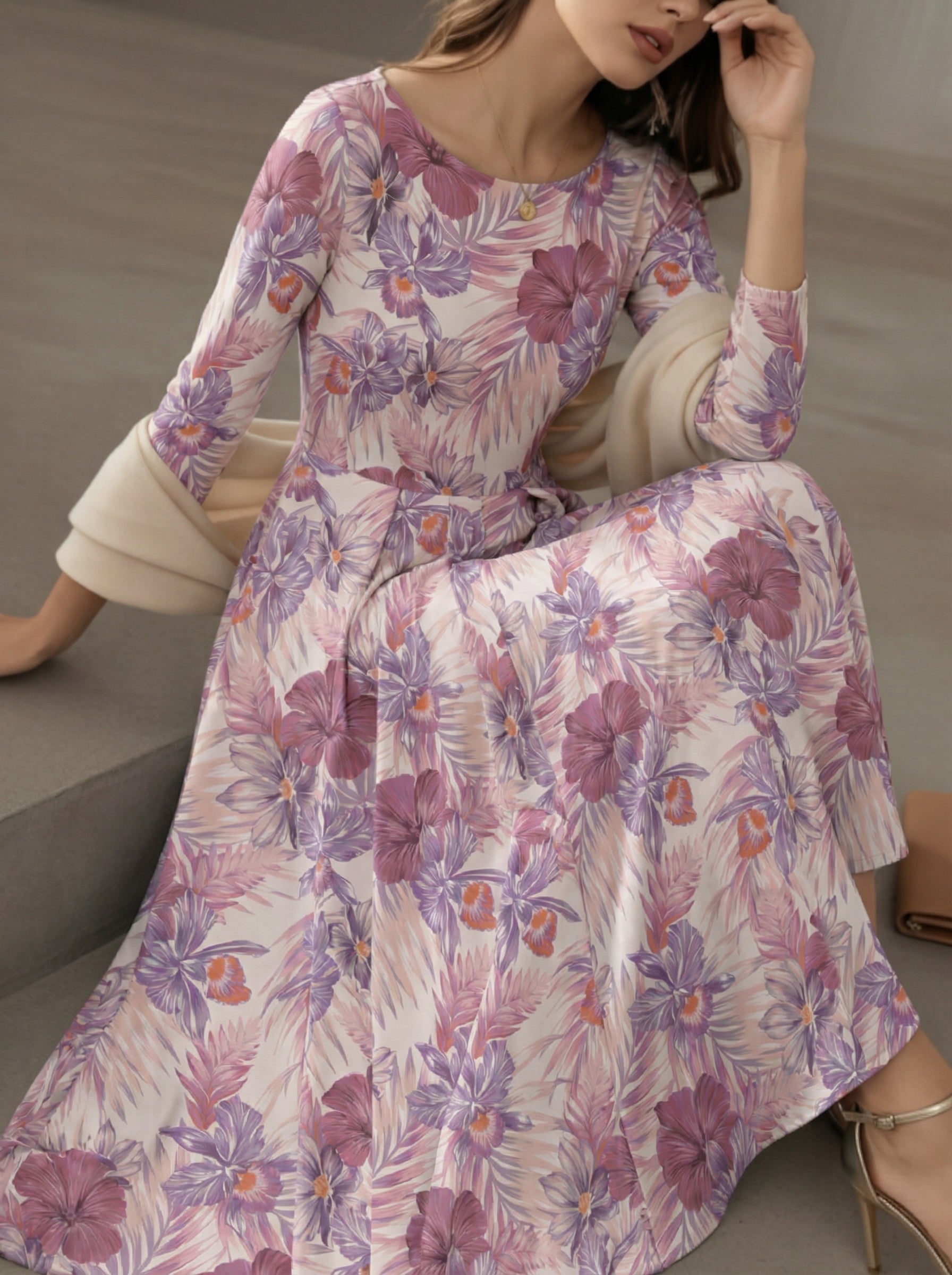 收腰大摆中长裙