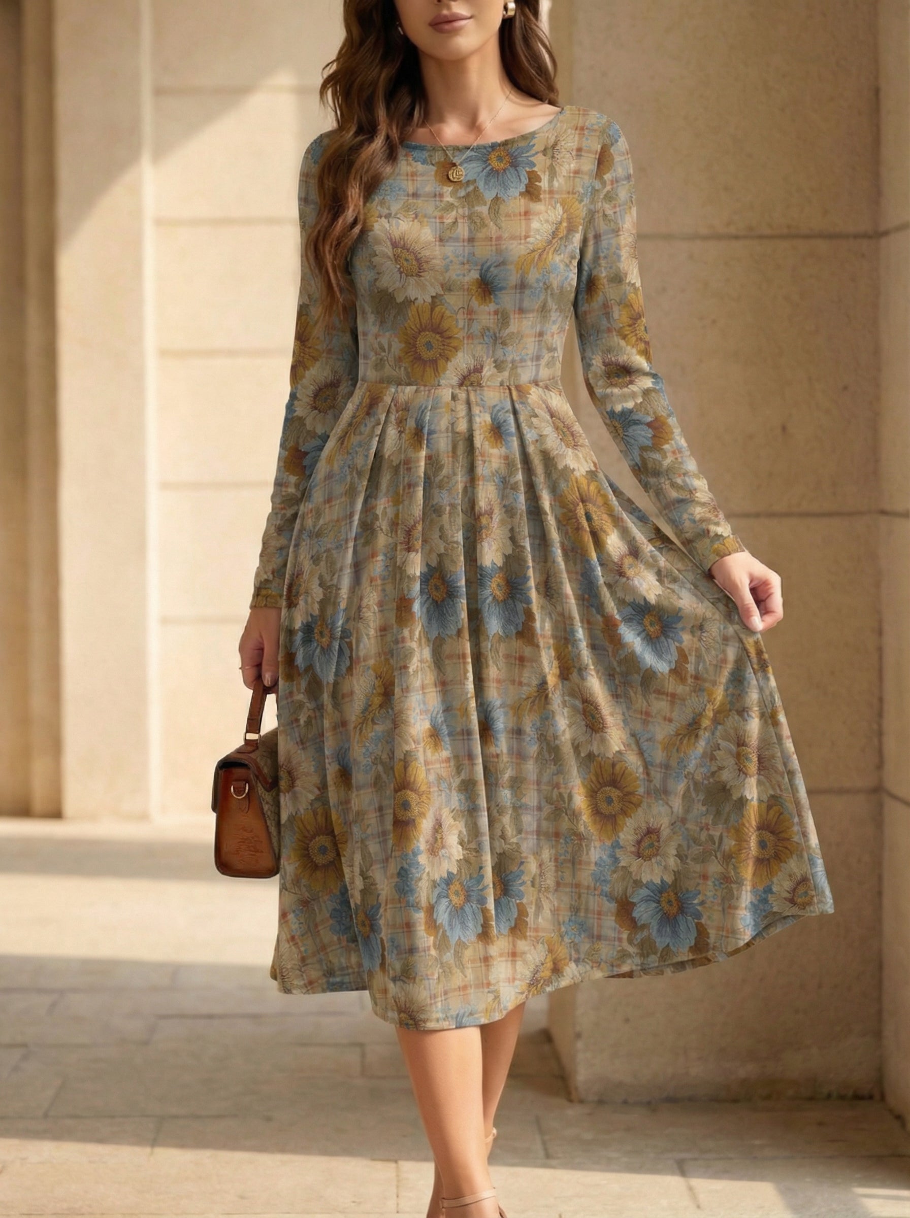 收腰大摆中长裙