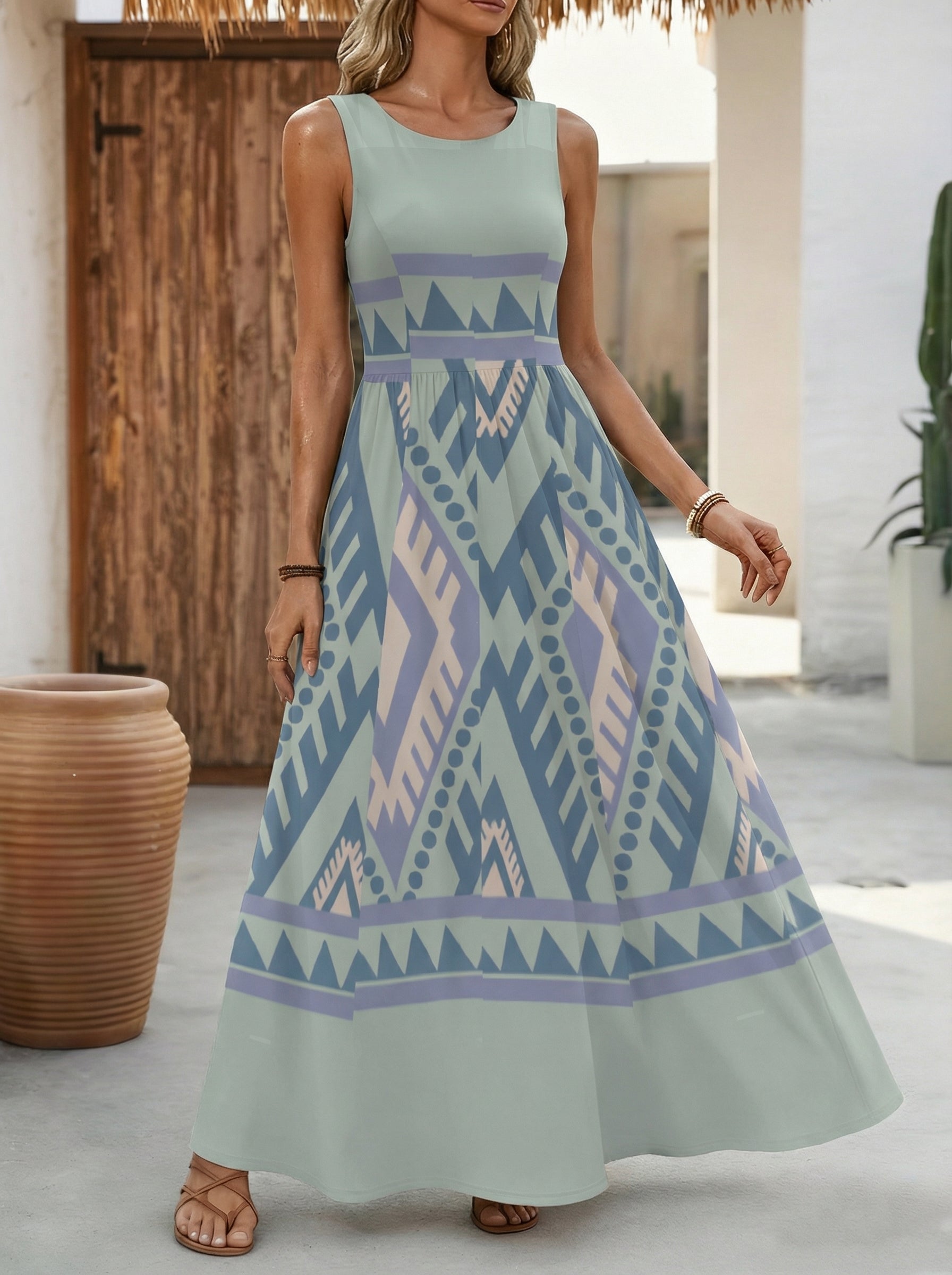 无袖背心连衣裙