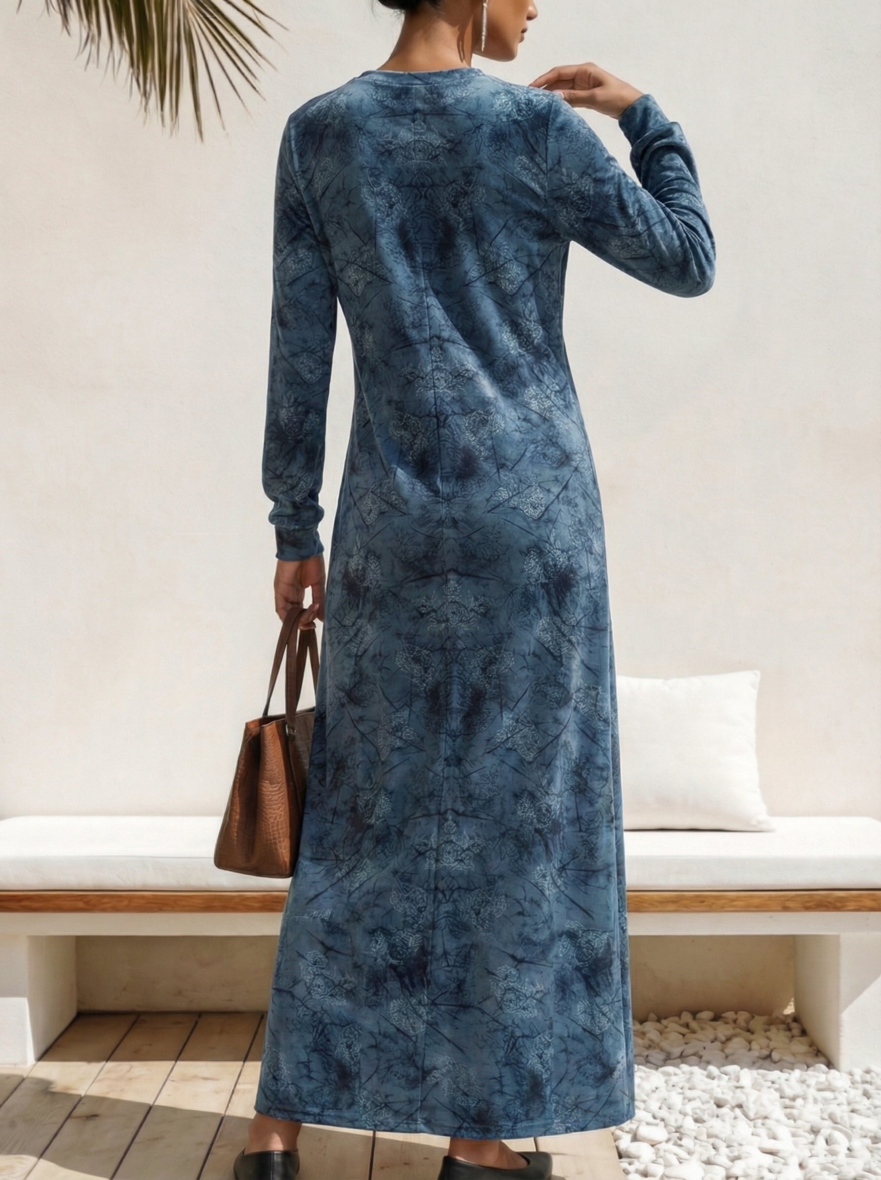 修身长袖及踝连衣裙